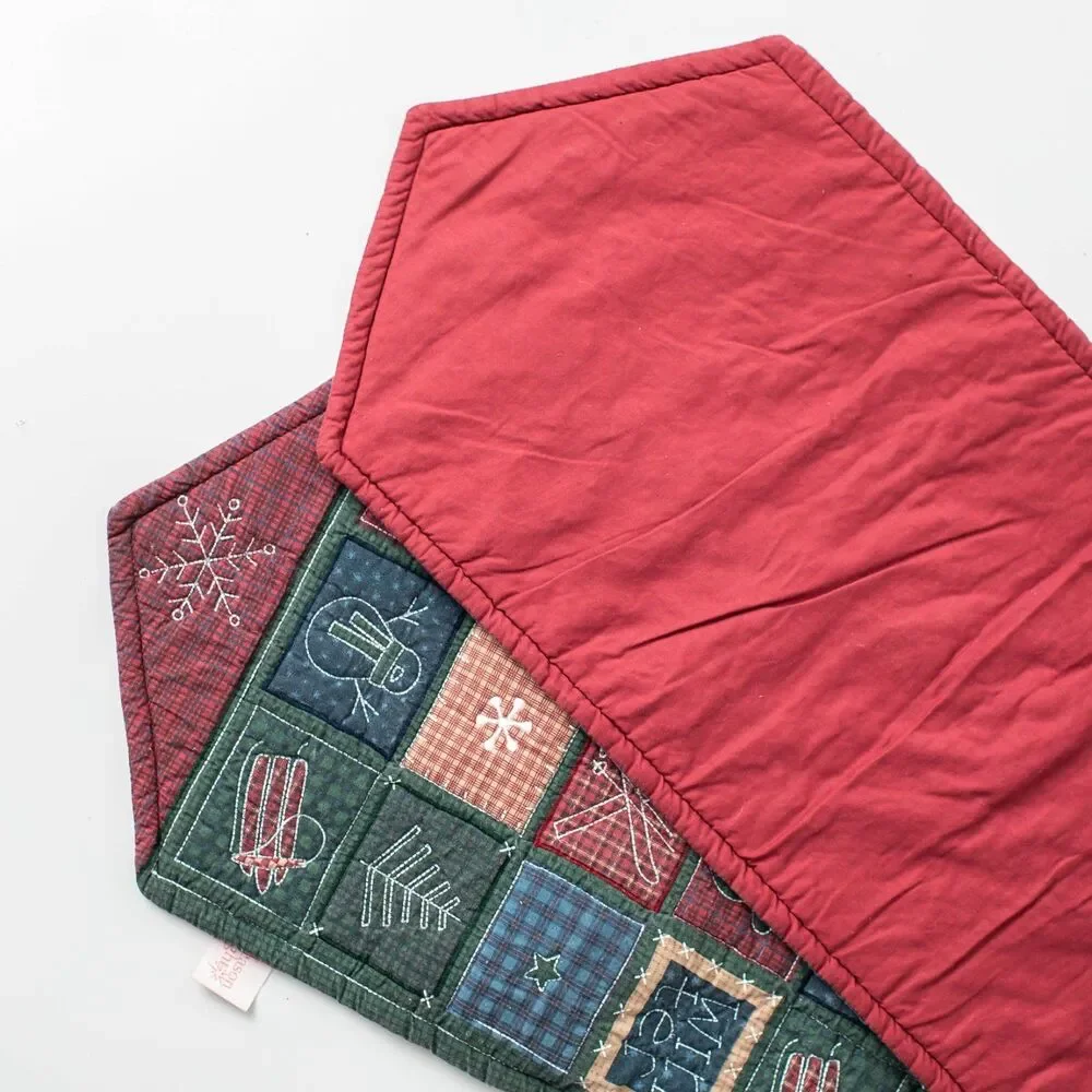 Make The Season Bright Christmas Table Runner Patchwork Snowman Ski Lodge 68